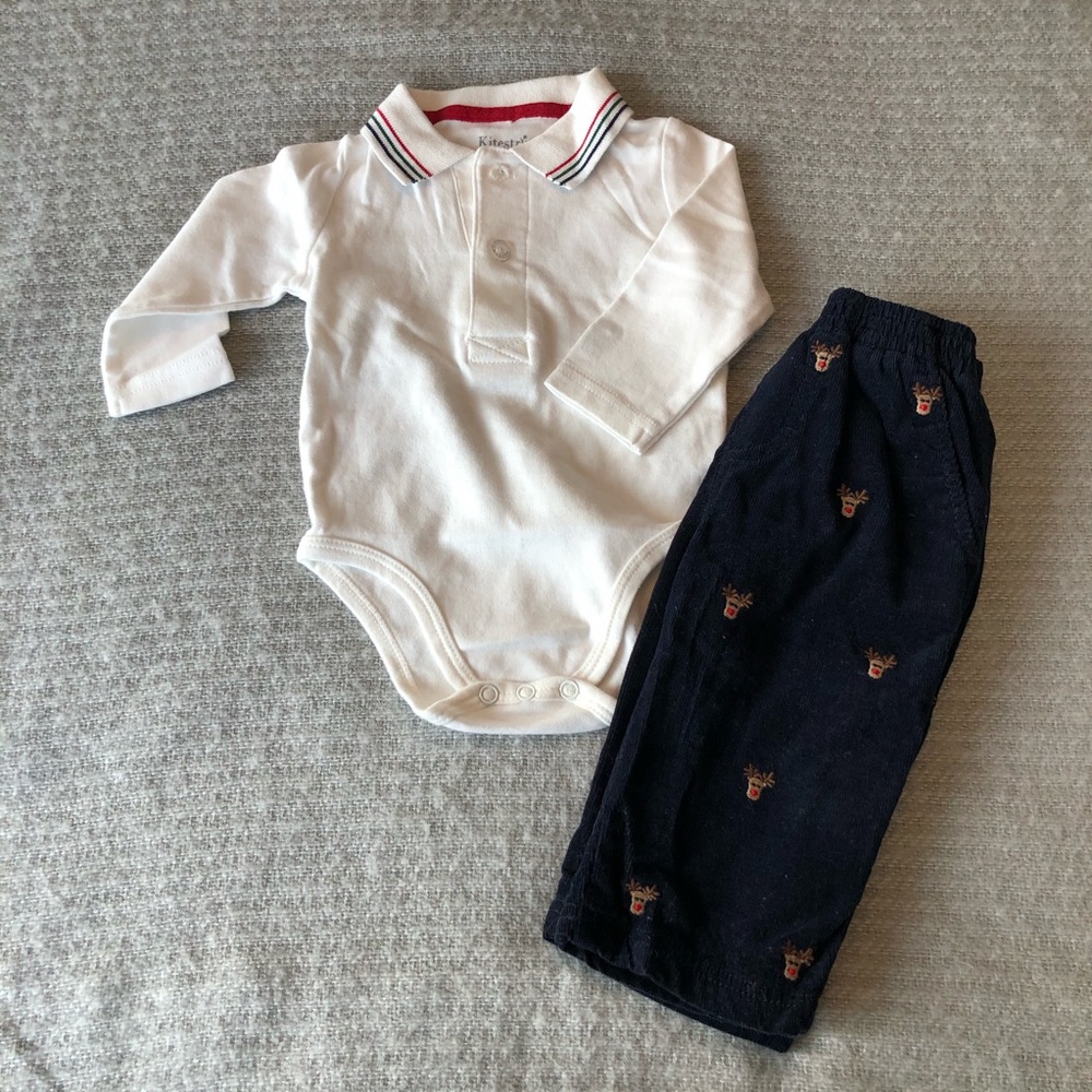 Kitestrings Reindeer Collared Onesie & Pants